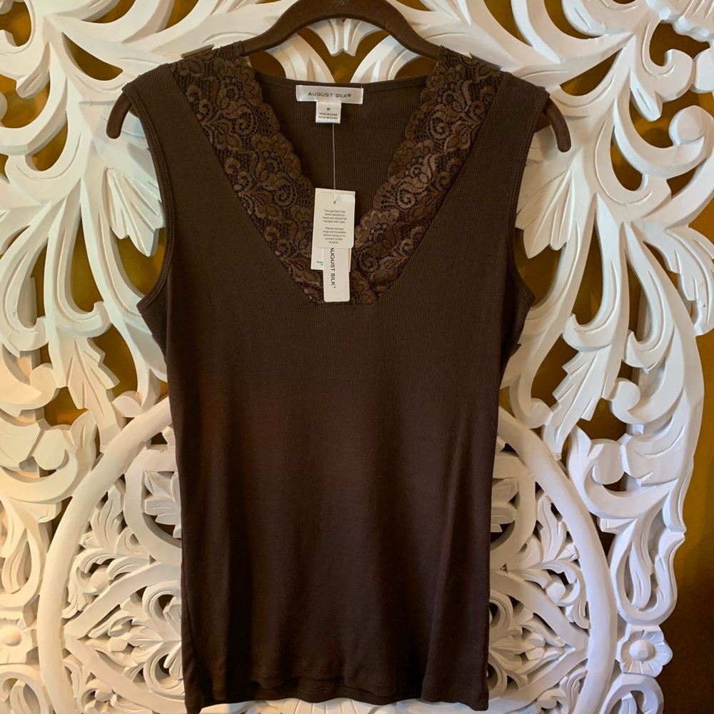 August Silk Sleeveless top NWT size M Brown
